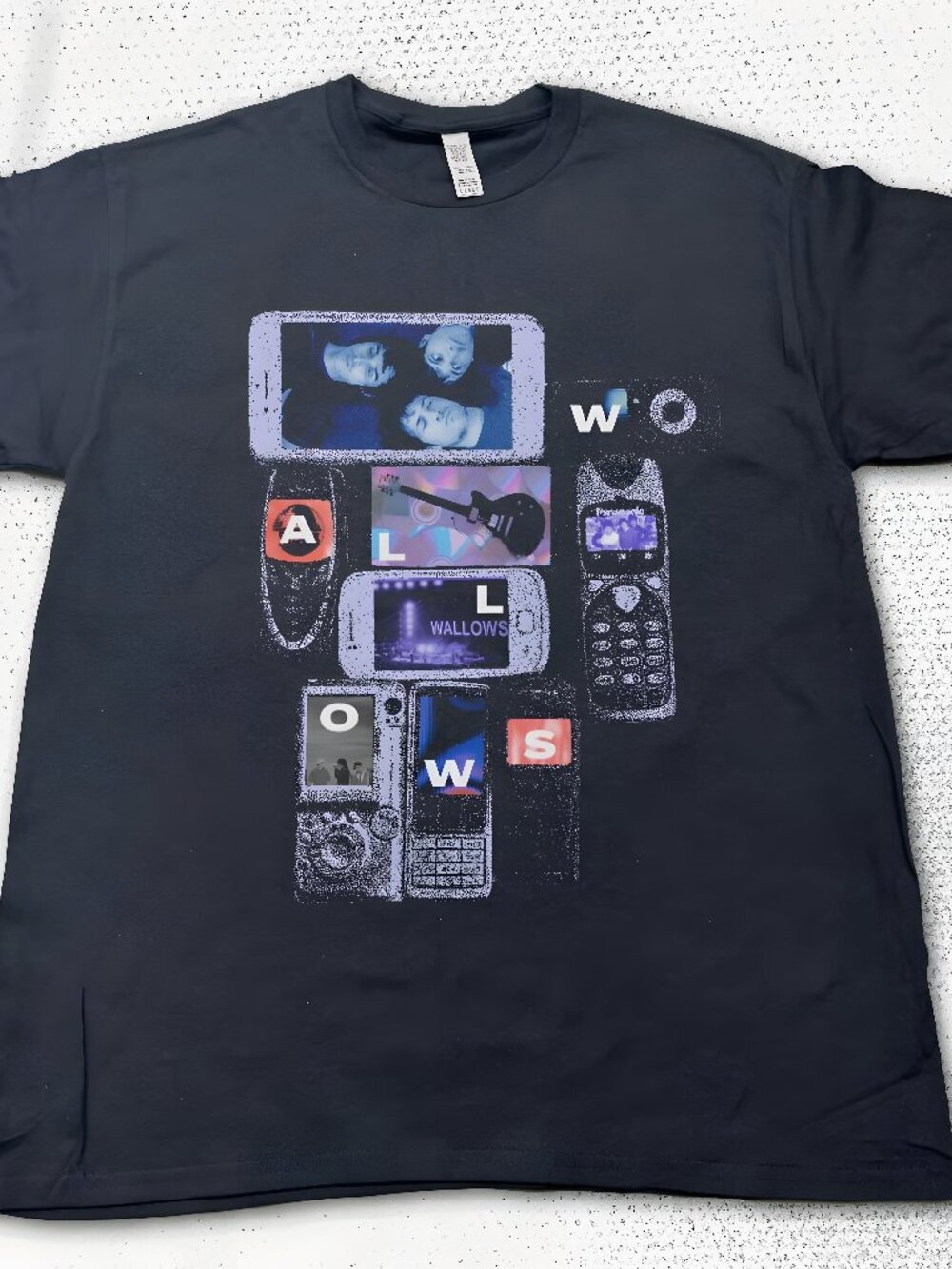 WALLOWS-INSPIRED Y2K VIBES TEE Black printed t-shirt